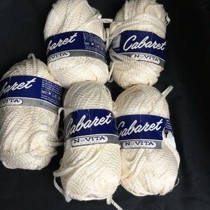 Vtg 5 Balls Off White Navita Cabaret Ribbon Yarn 50 gm Each West Germany